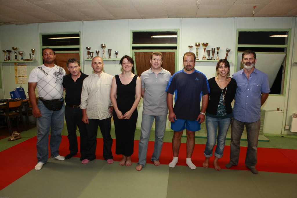de gauche à droite = Eric Laborde, Georges Manric, Xavier Bouju, Nathalie Marsaleix, Eric Magron, Audrey Chatelain, Christian Chatelain